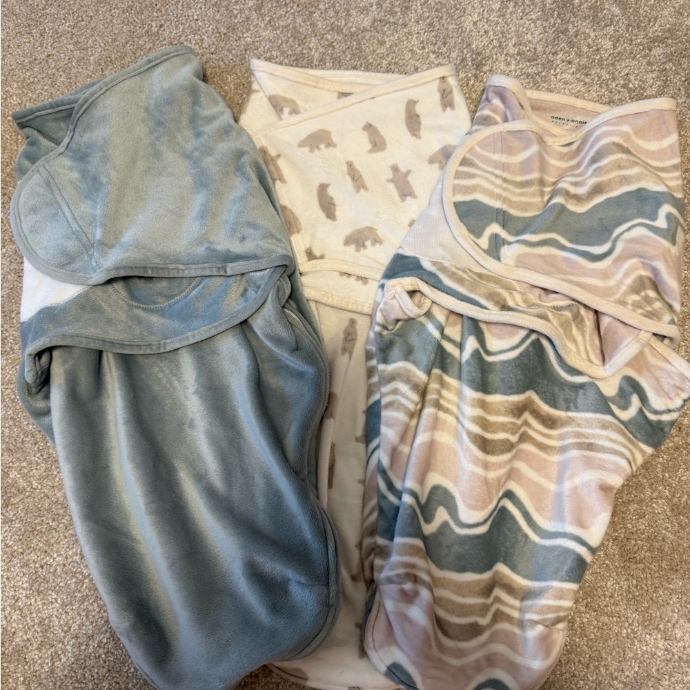 aden + anais Kids Swaddle Set - Blue, Cream, and Tan